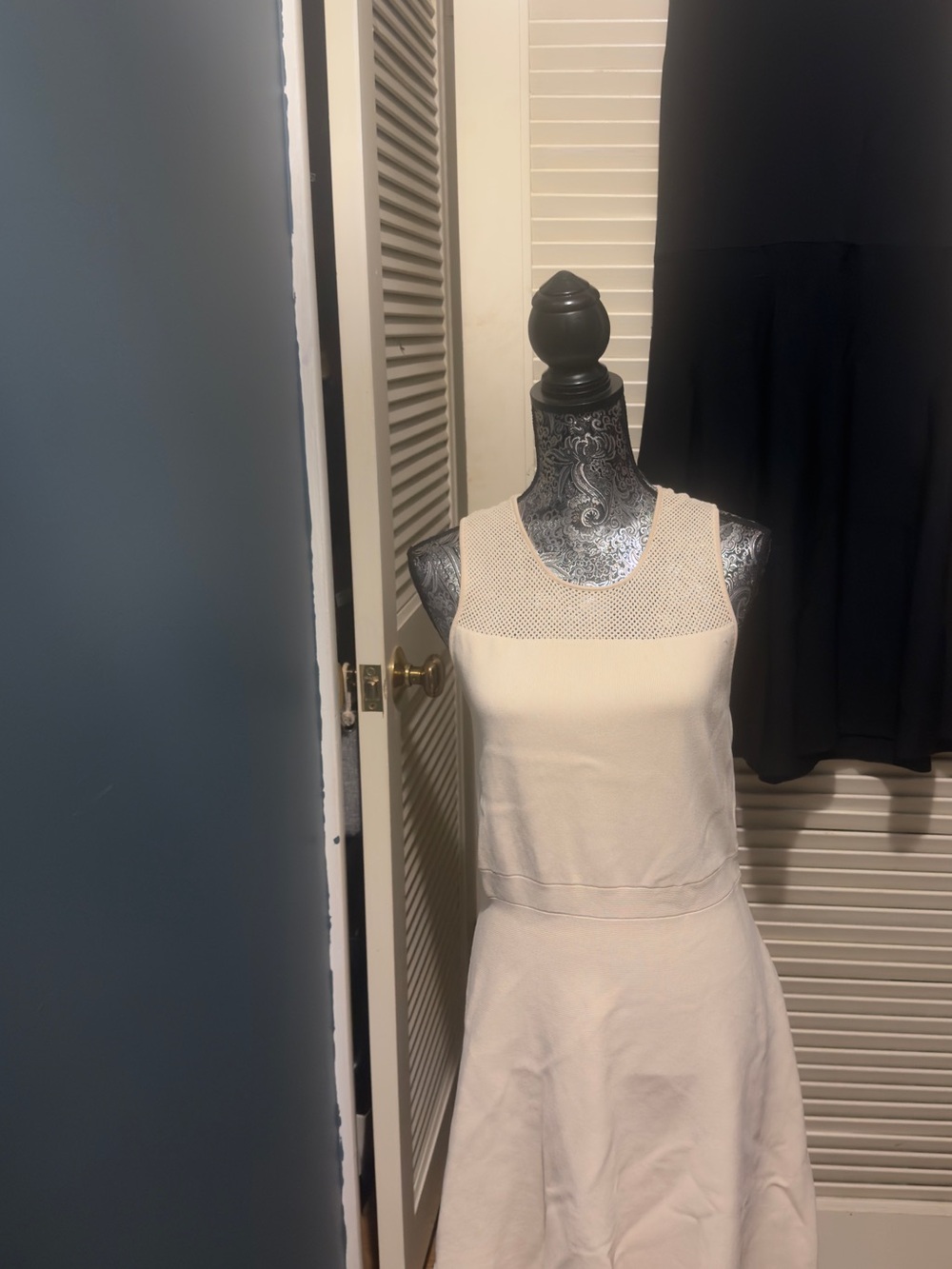 And Taylor Sleeveless Cream Knit Fit & Flare Dress
